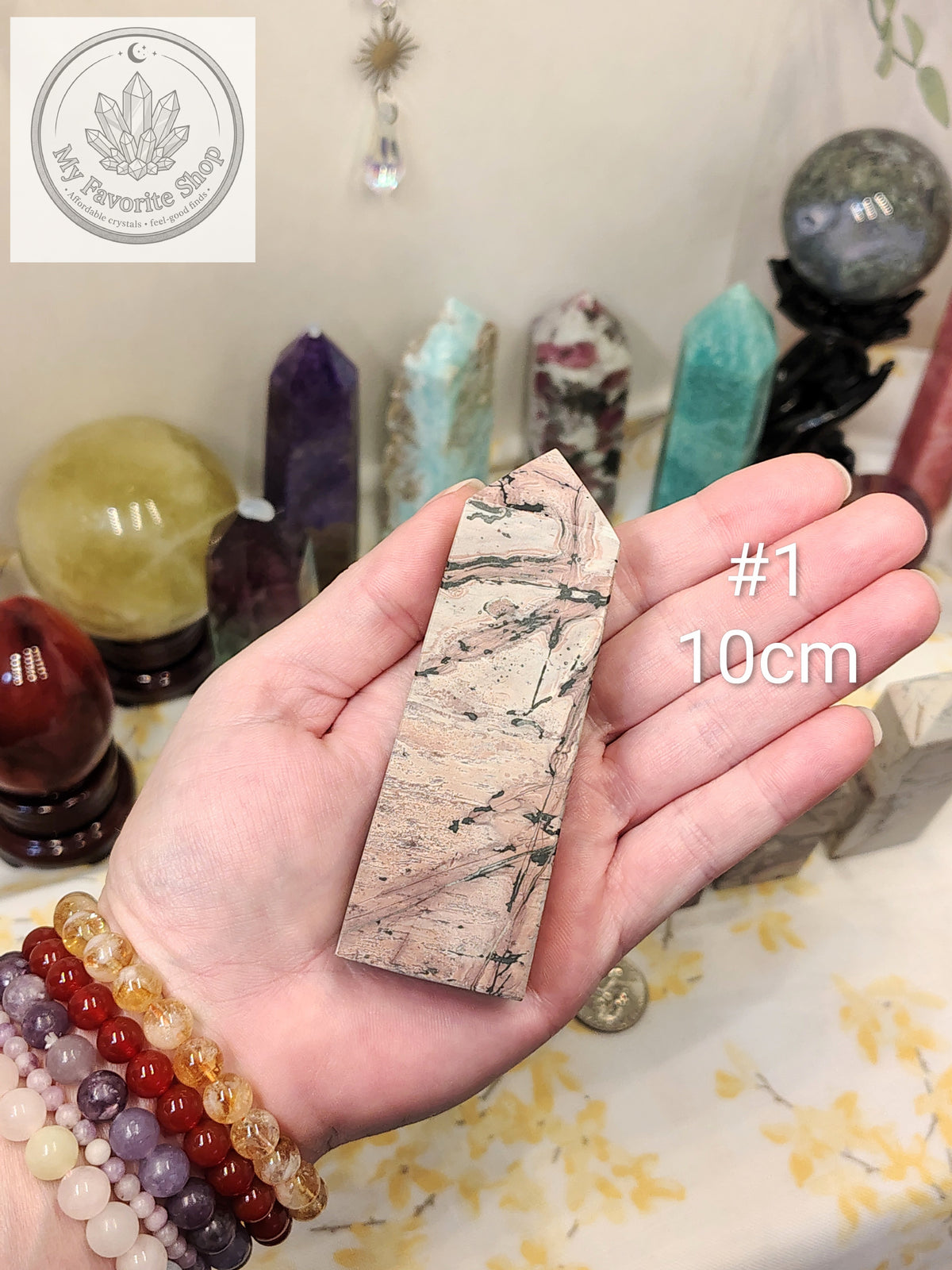Pink Picture Jasper 4-Sided Mini Towers – Choose Your Piece