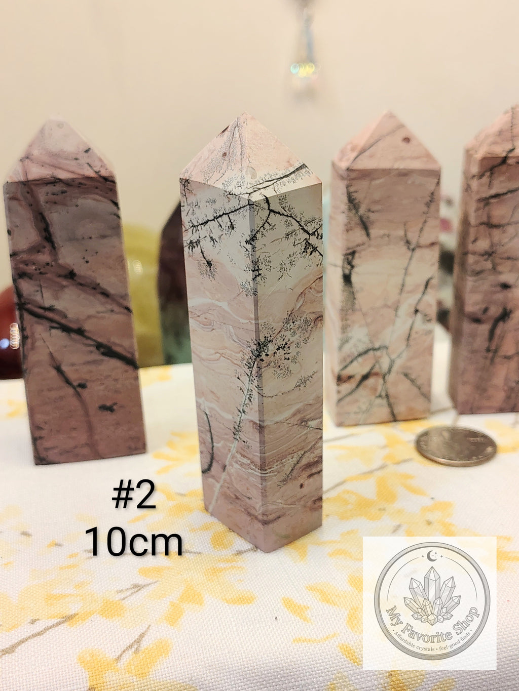 Natural Pink Picture Jasper 4-Sided Mini Crystal Towers