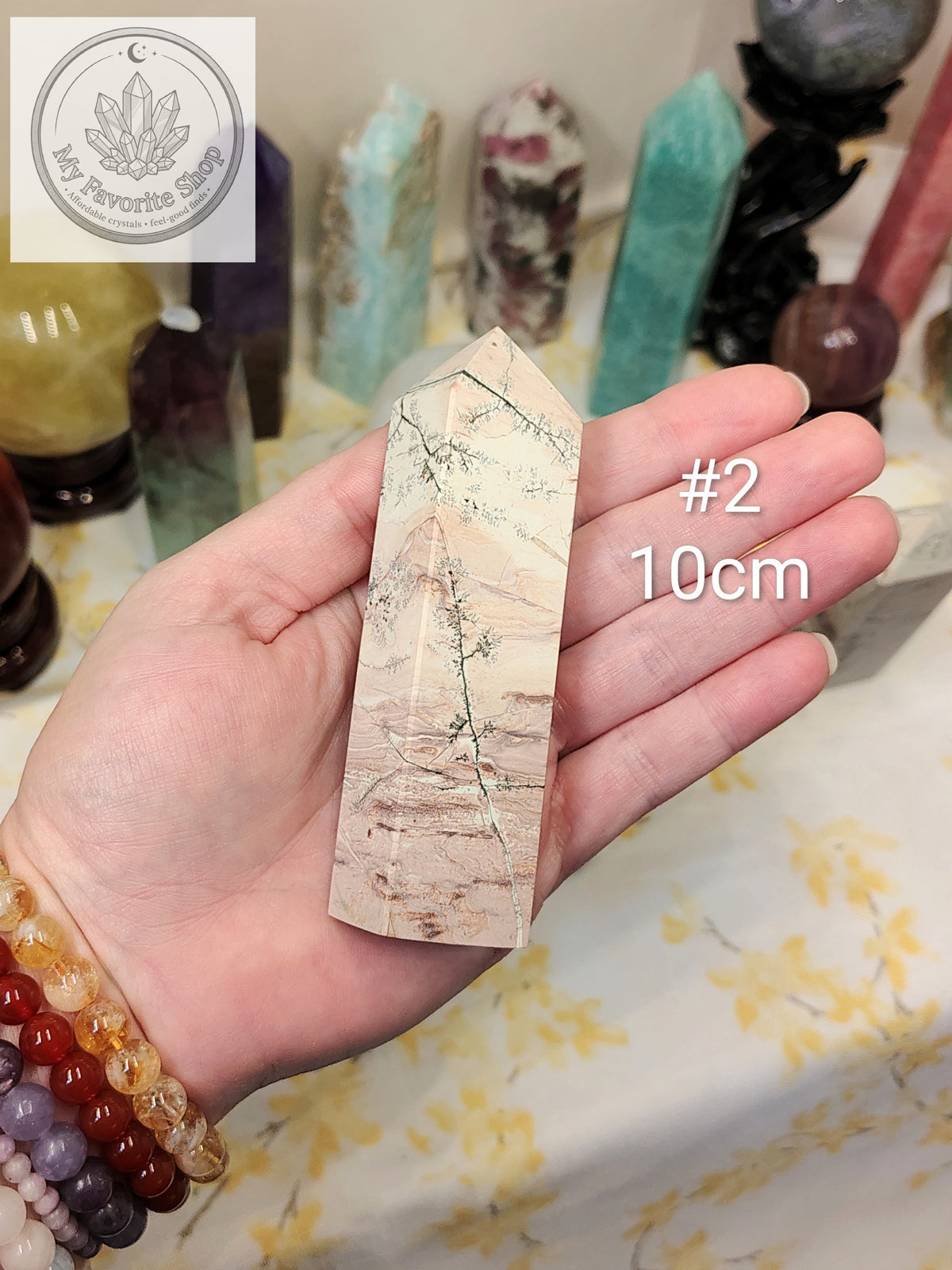 Natural Pink Picture Jasper 4-Sided Mini Crystal Towers