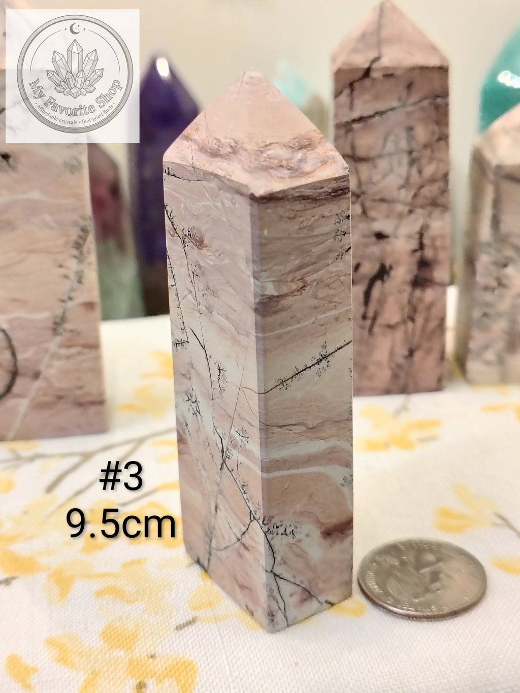 Natural Pink Picture Jasper 4-Sided Mini Crystal Towers