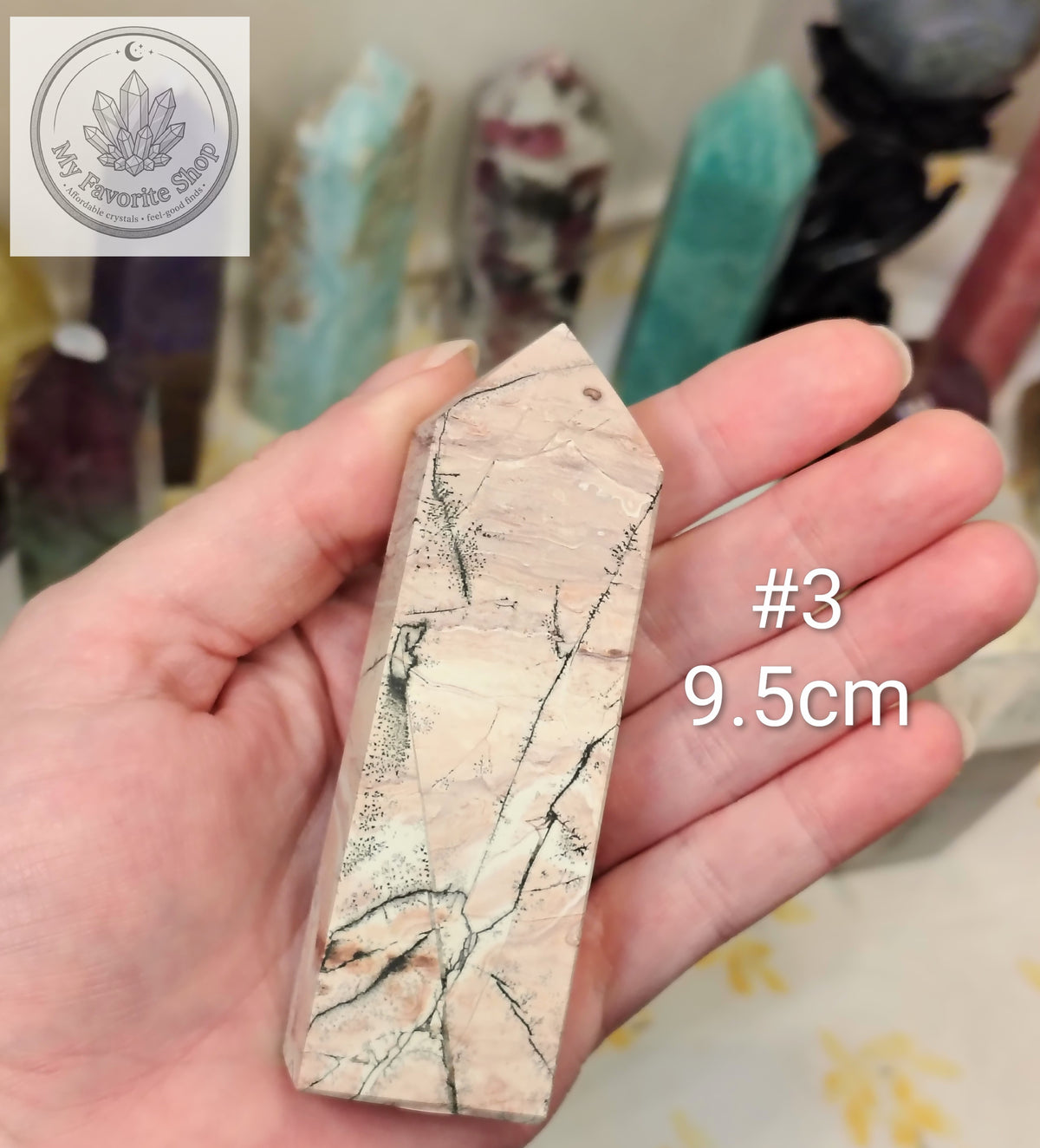 Natural Pink Picture Jasper 4-Sided Mini Crystal Towers