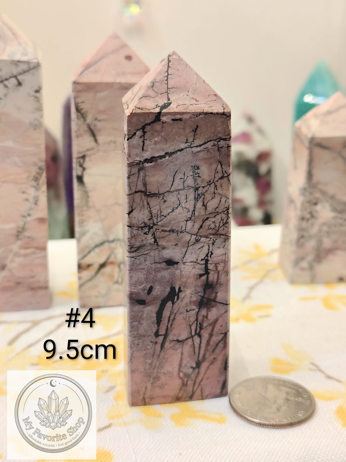 Natural Pink Picture Jasper 4-Sided Mini Crystal Towers