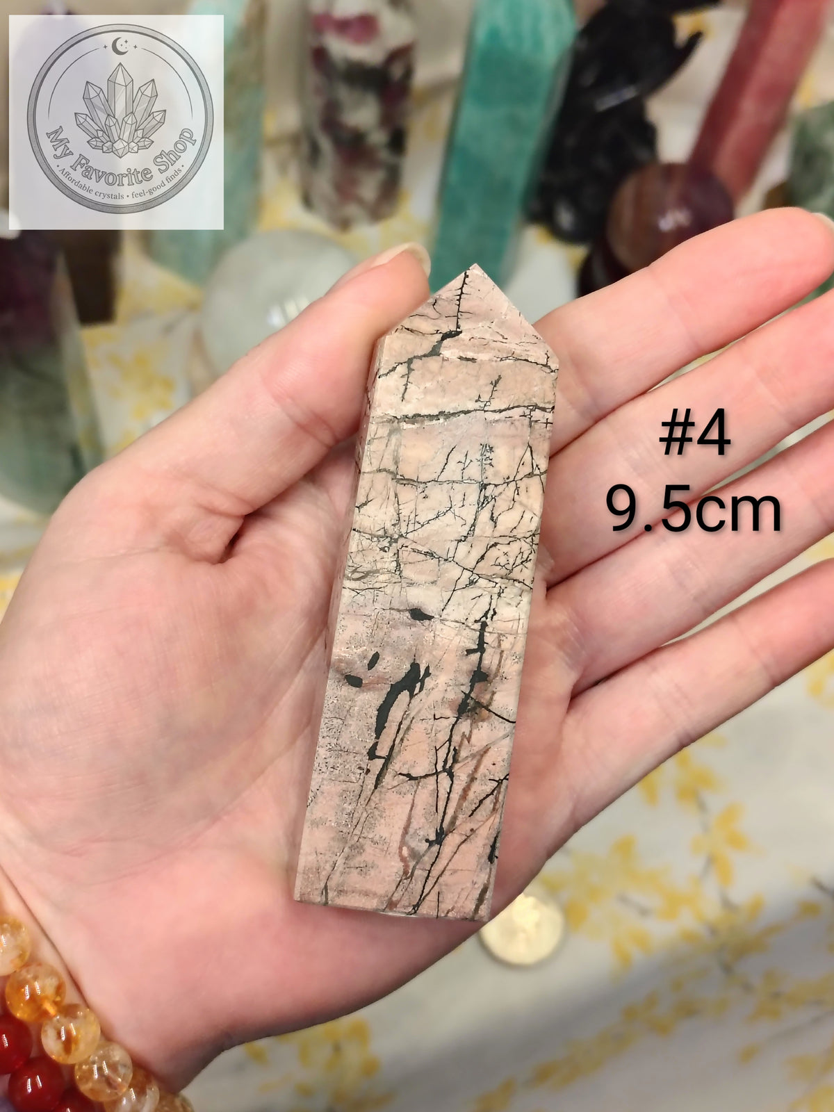 Natural Pink Picture Jasper 4-Sided Mini Crystal Towers