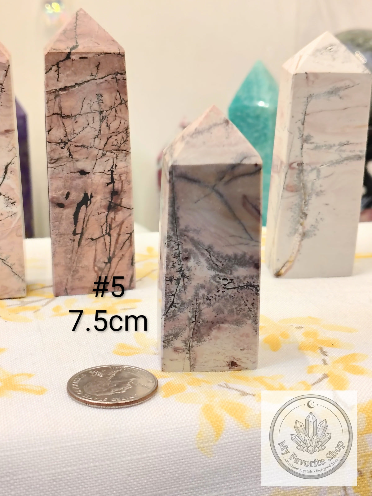Natural Pink Picture Jasper 4-Sided Mini Crystal Towers