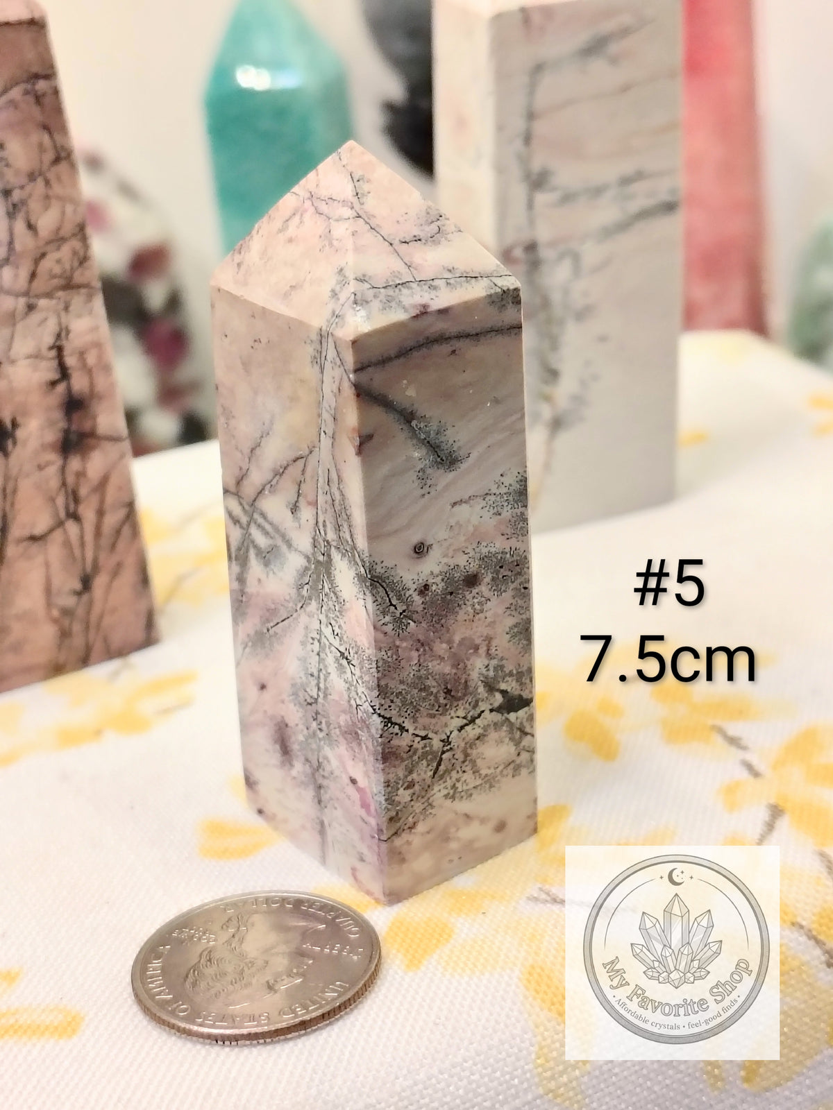 Natural Pink Picture Jasper 4-Sided Mini Crystal Towers