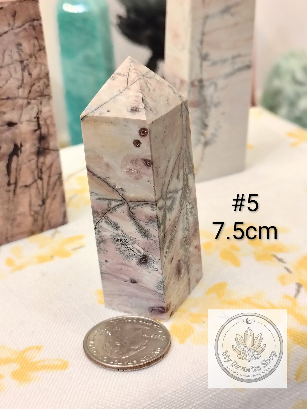 Natural Pink Picture Jasper 4-Sided Mini Crystal Towers
