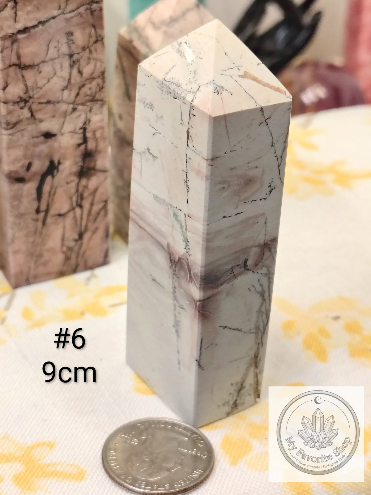 Natural Pink Picture Jasper 4-Sided Mini Crystal Towers