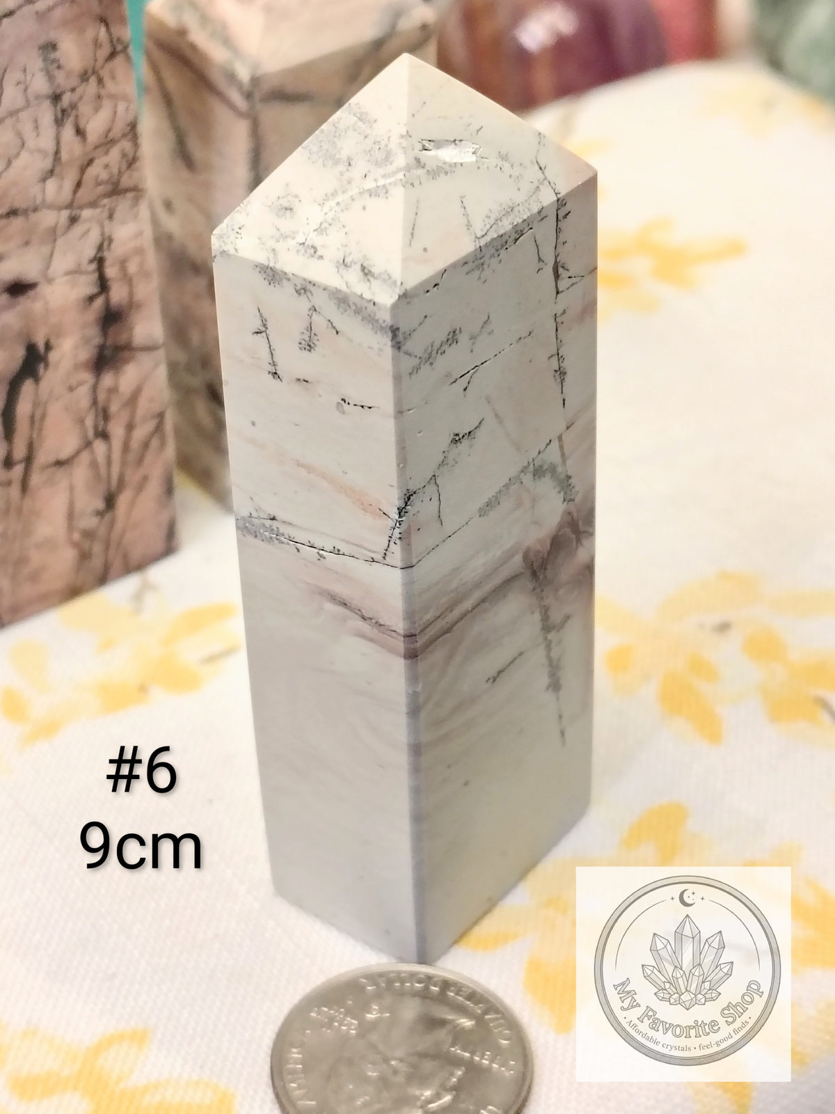 Natural Pink Picture Jasper 4-Sided Mini Crystal Towers