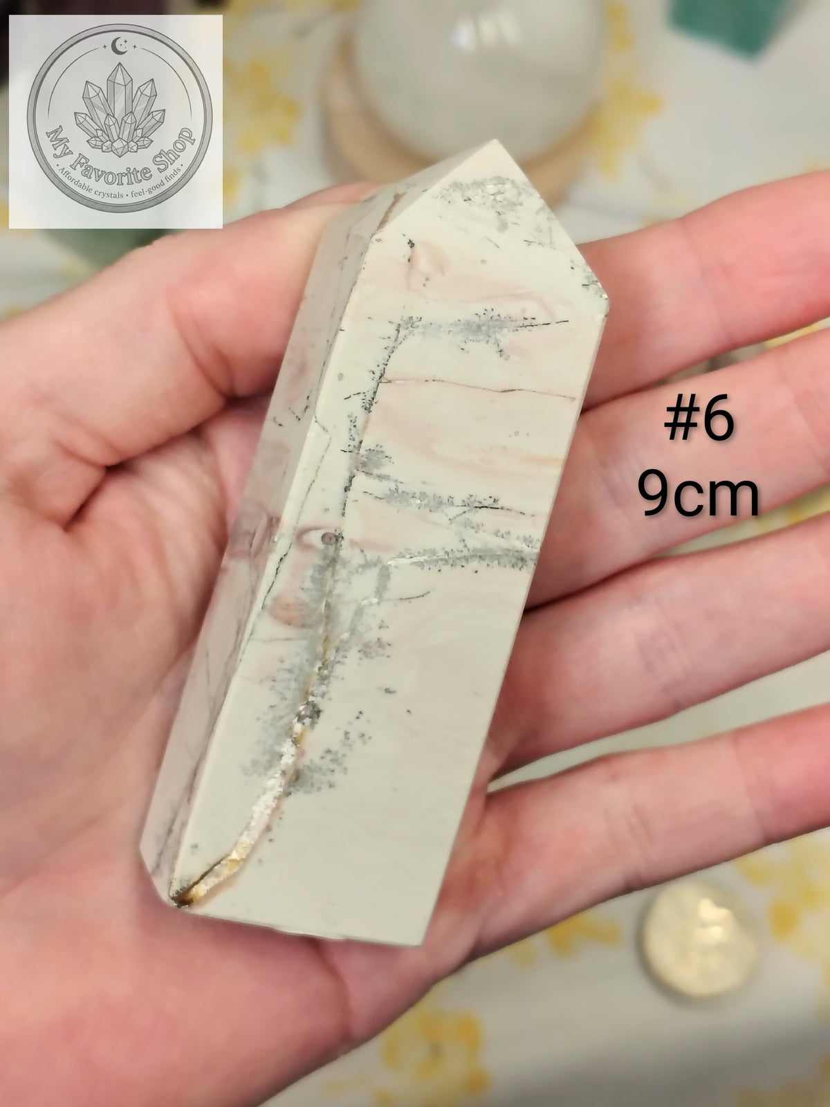 Natural Pink Picture Jasper 4-Sided Mini Crystal Towers