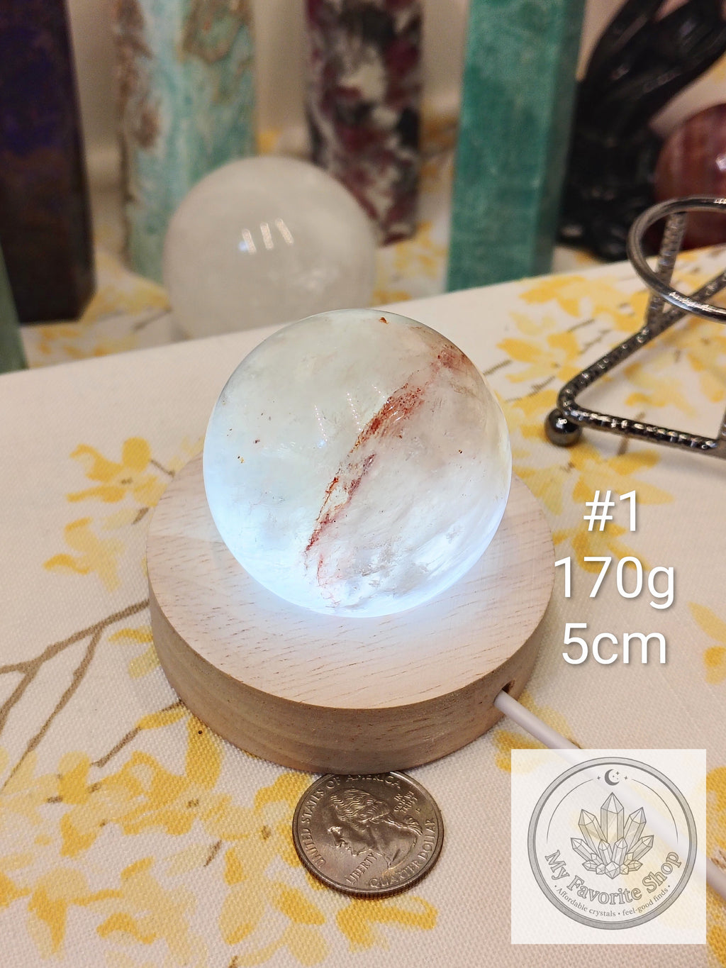 Smoky Quartz, Fire Quartz & Moonstone Sphere