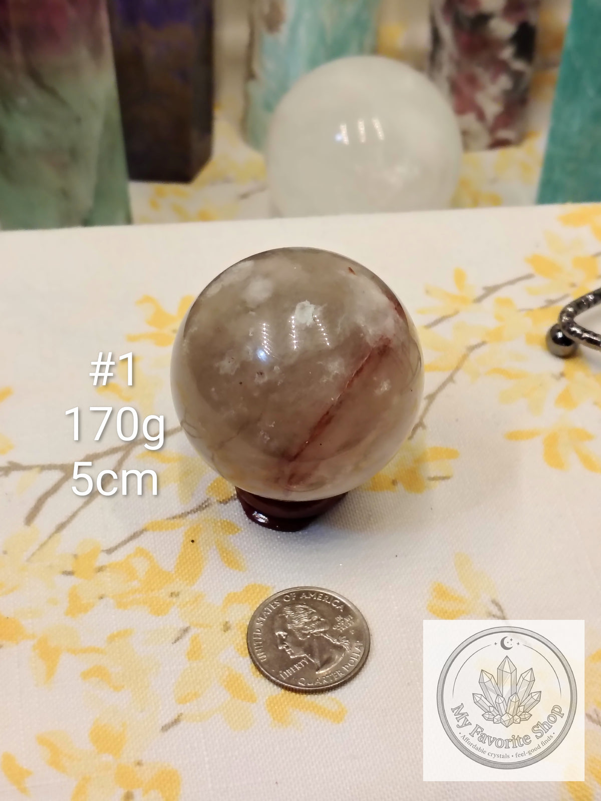 Smoky Quartz, Fire Quartz & Moonstone Sphere