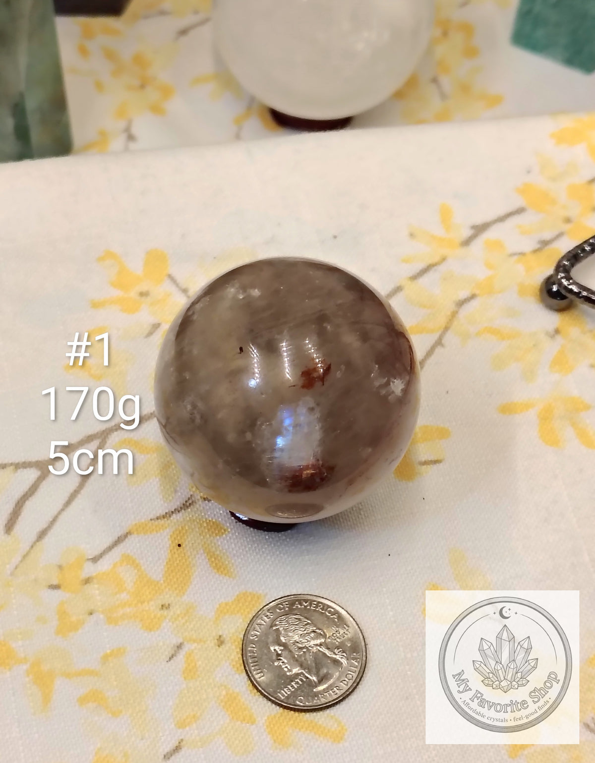 Smoky Quartz, Fire Quartz & Moonstone Sphere
