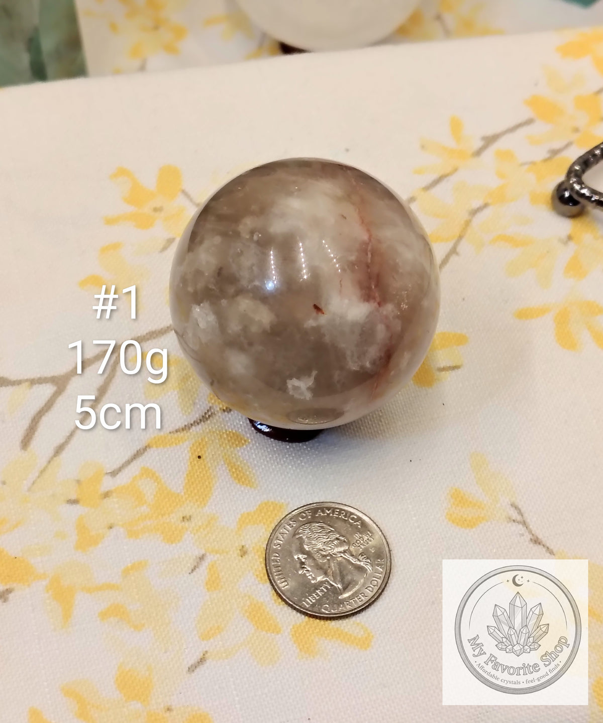 Smoky Quartz, Fire Quartz & Moonstone Sphere