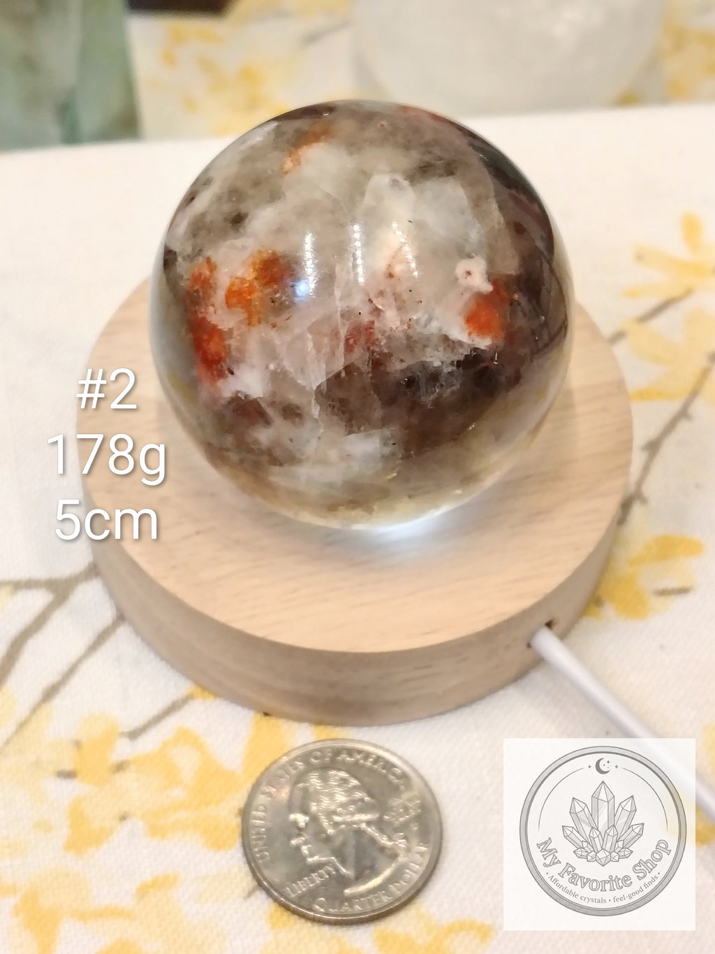 Smoky Quartz, Fire Quartz & Moonstone Sphere