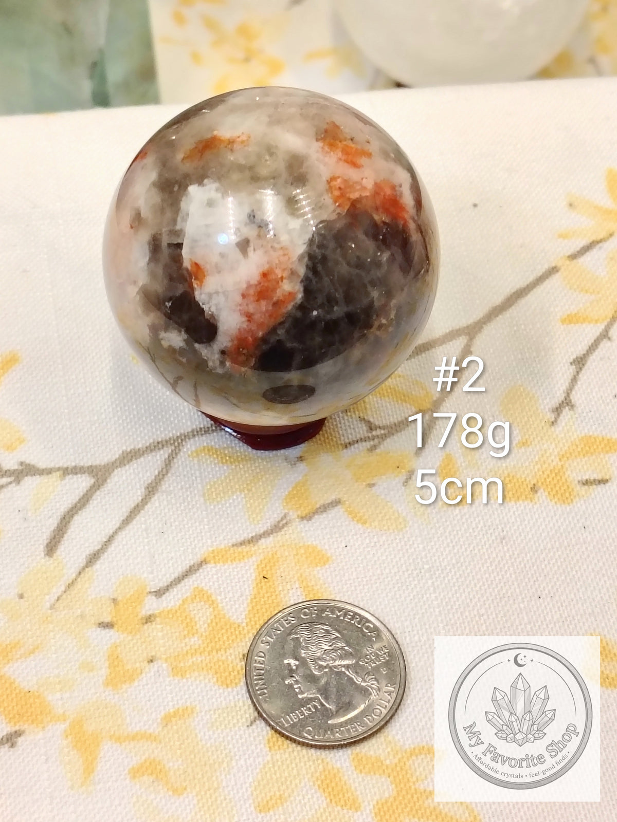 Smoky Quartz, Fire Quartz & Moonstone Sphere