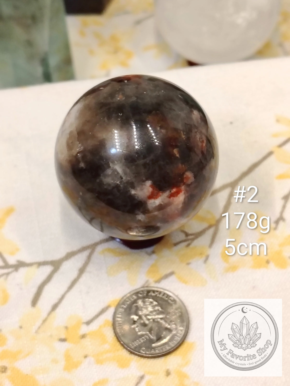 Smoky Quartz, Fire Quartz & Moonstone Sphere