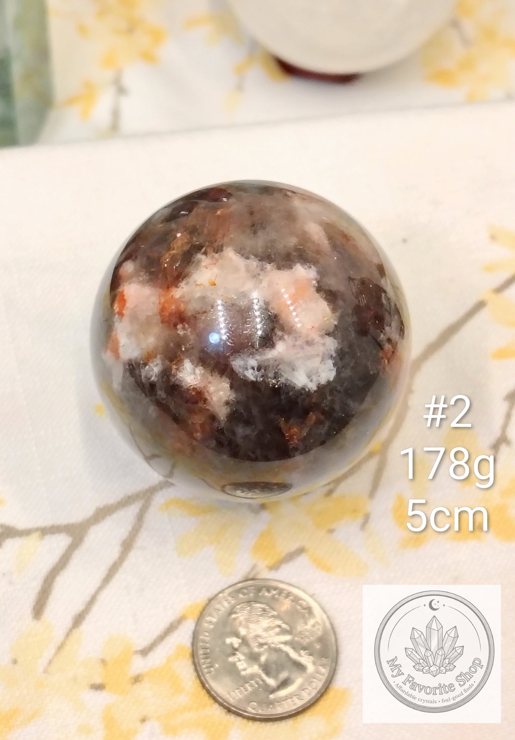 Smoky Quartz, Fire Quartz & Moonstone Sphere