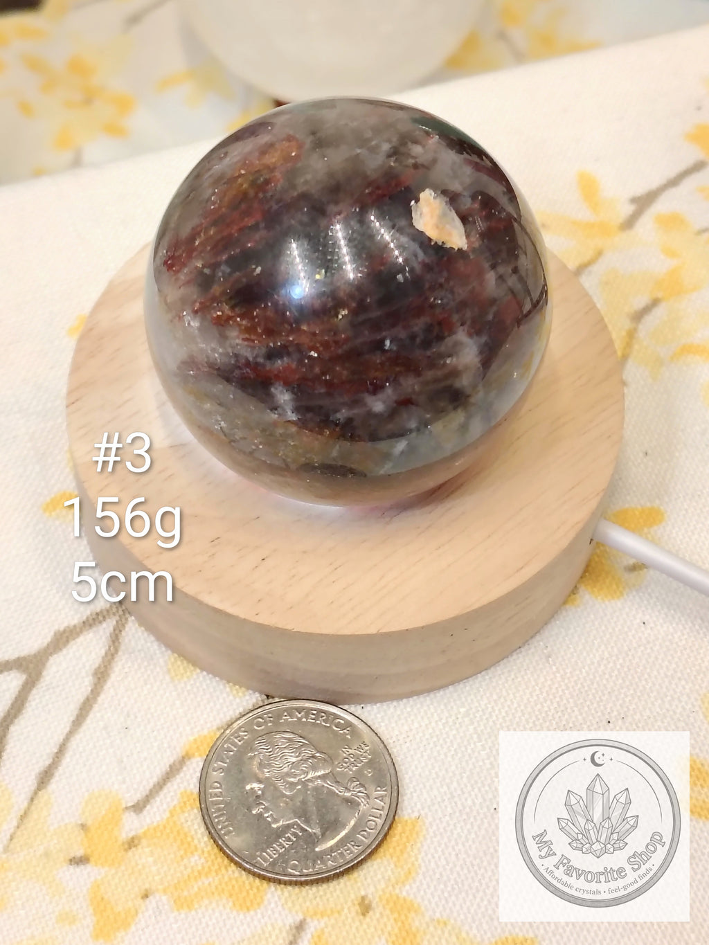 Smoky Quartz, Fire Quartz & Moonstone Sphere