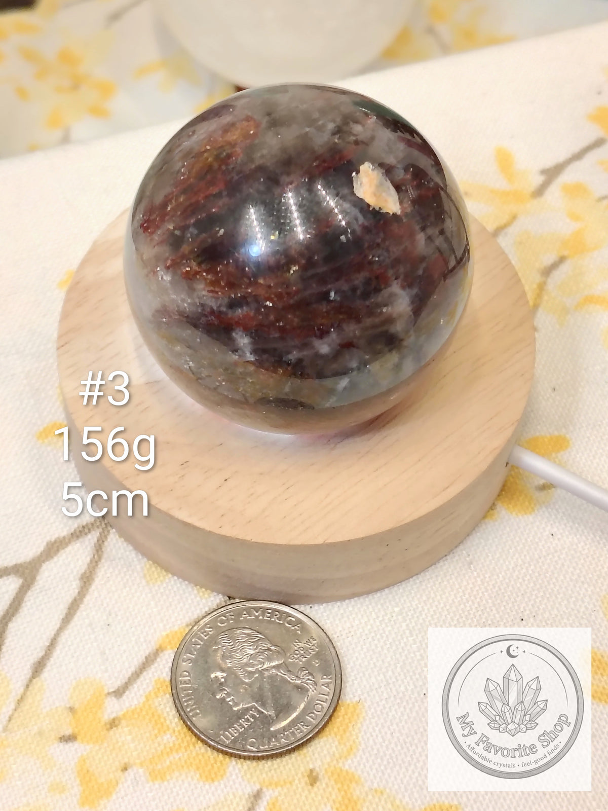 Smoky Quartz, Fire Quartz & Moonstone Sphere