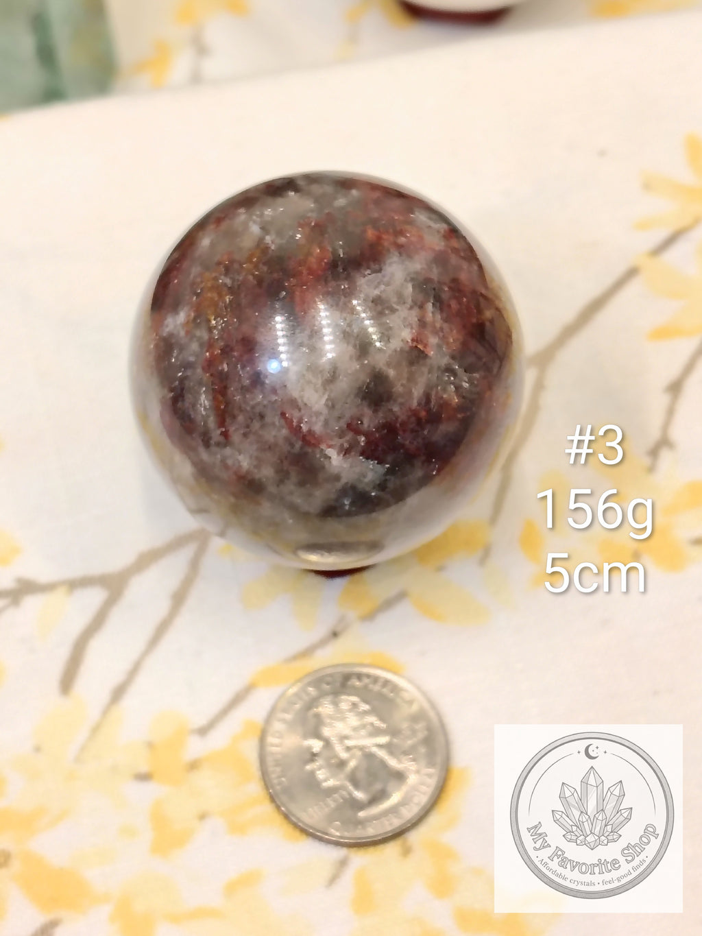 Smoky Quartz, Fire Quartz & Moonstone Sphere