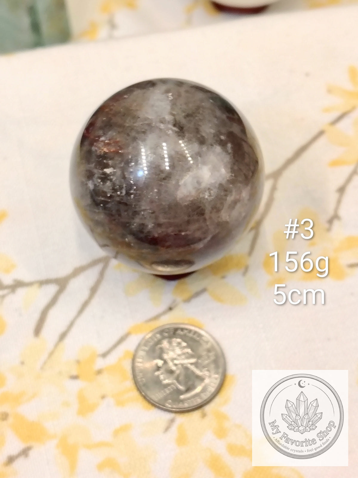 Smoky Quartz, Fire Quartz & Moonstone Sphere