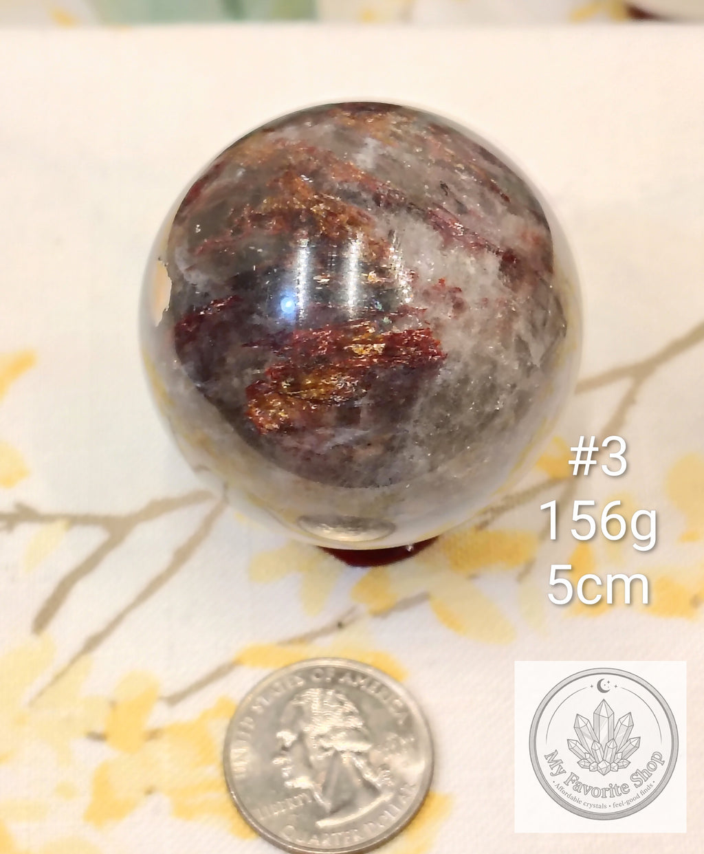 Smoky Quartz, Fire Quartz & Moonstone Sphere