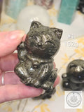 Pyrite Lucky Cat Carving | Maneki-Neko Fortune Cat