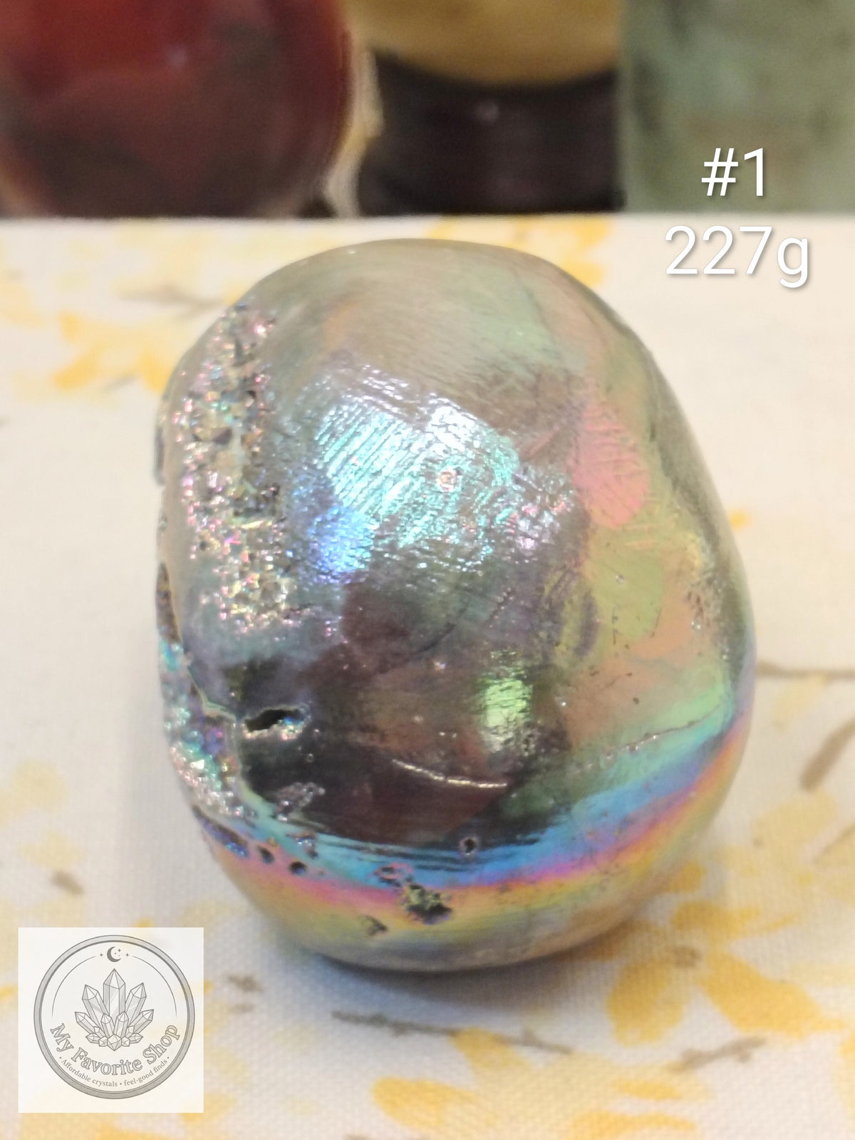 Aura Sphalerite Skull Carvings – Rainbow Shimmer
