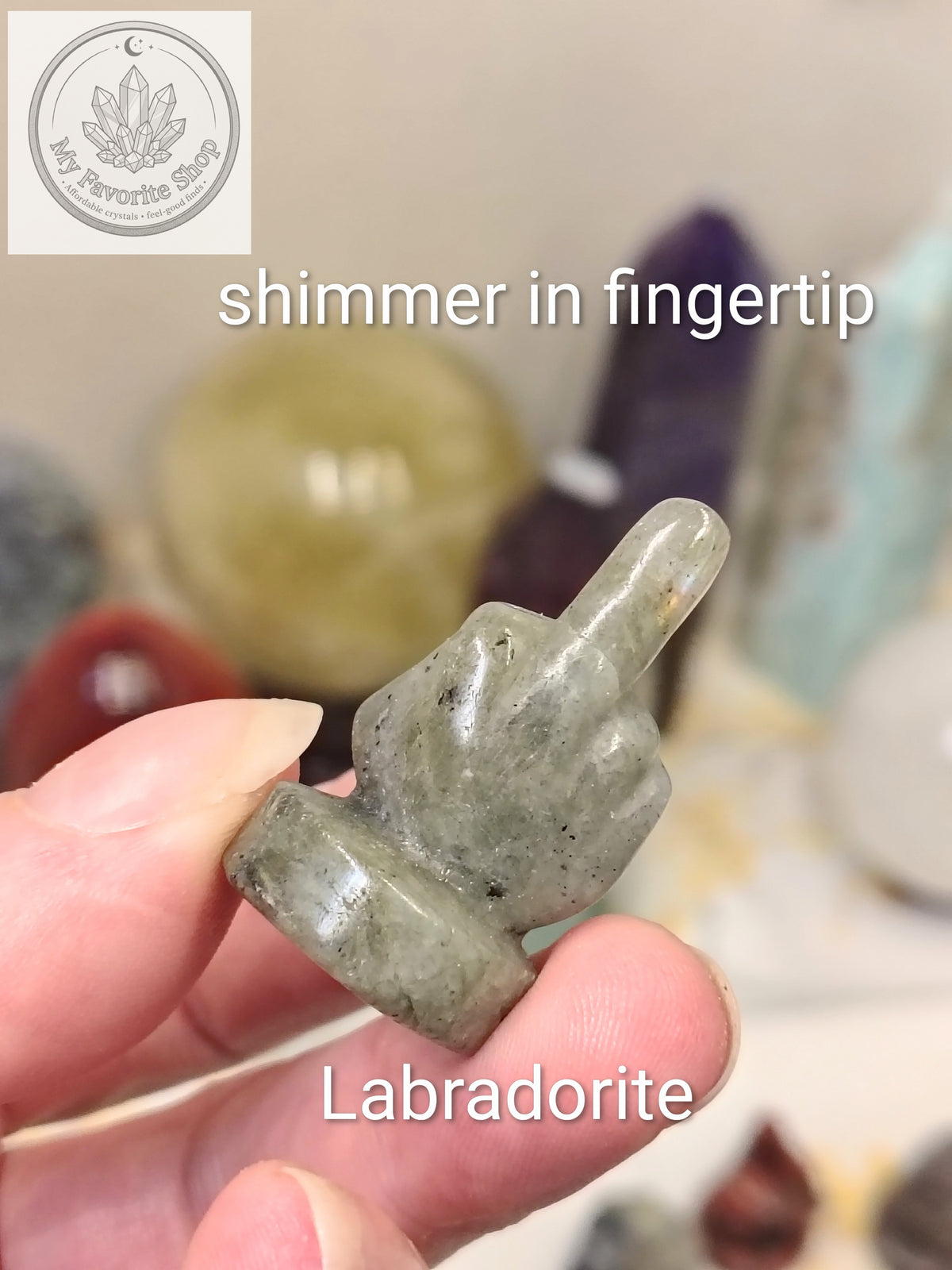 Mini Crystal Middle Finger Carvings – Cheeky Gemstone Statues