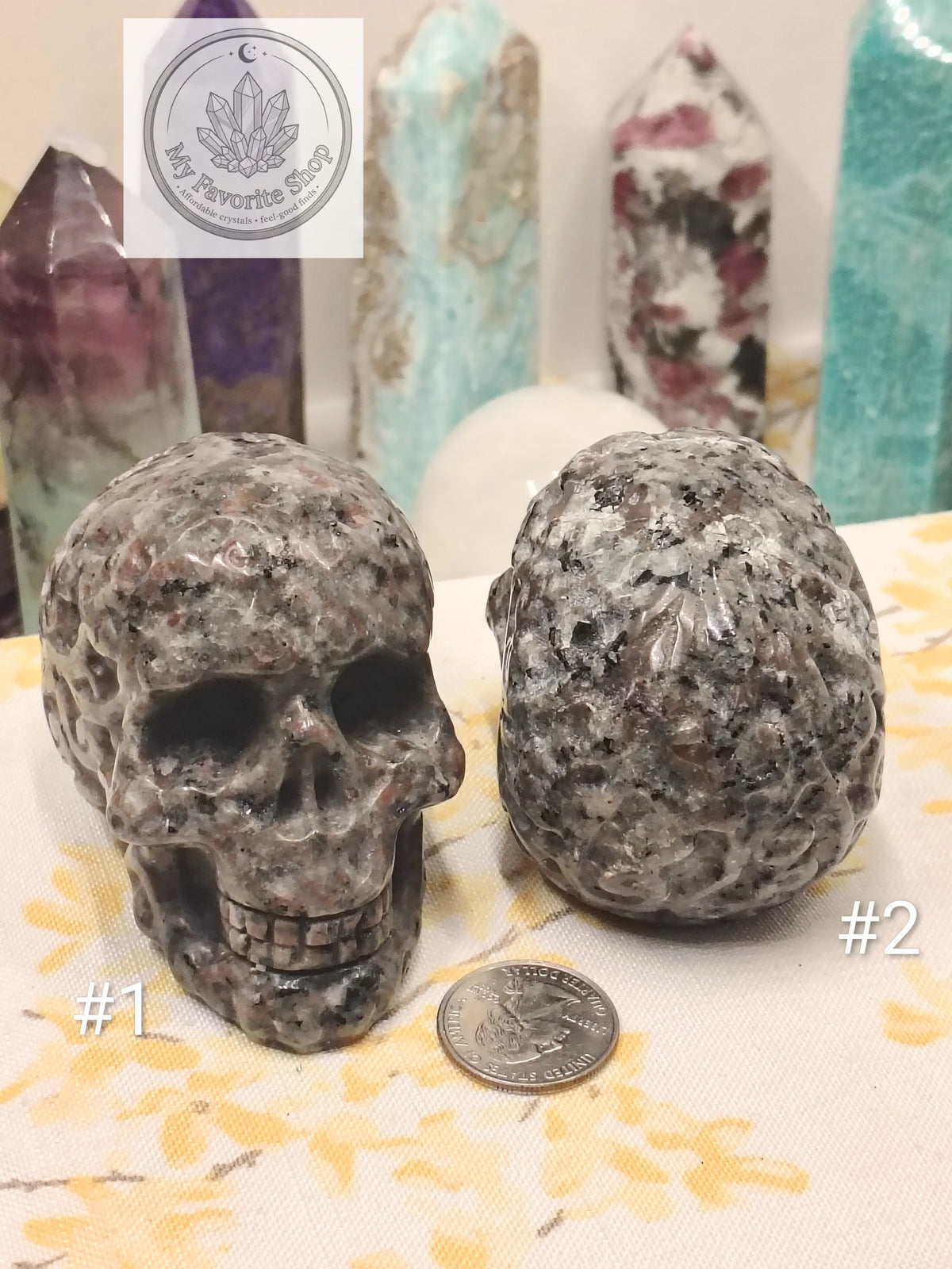 Emberlite (Yooperlite) Skull Carvings – 3" UV Reactive