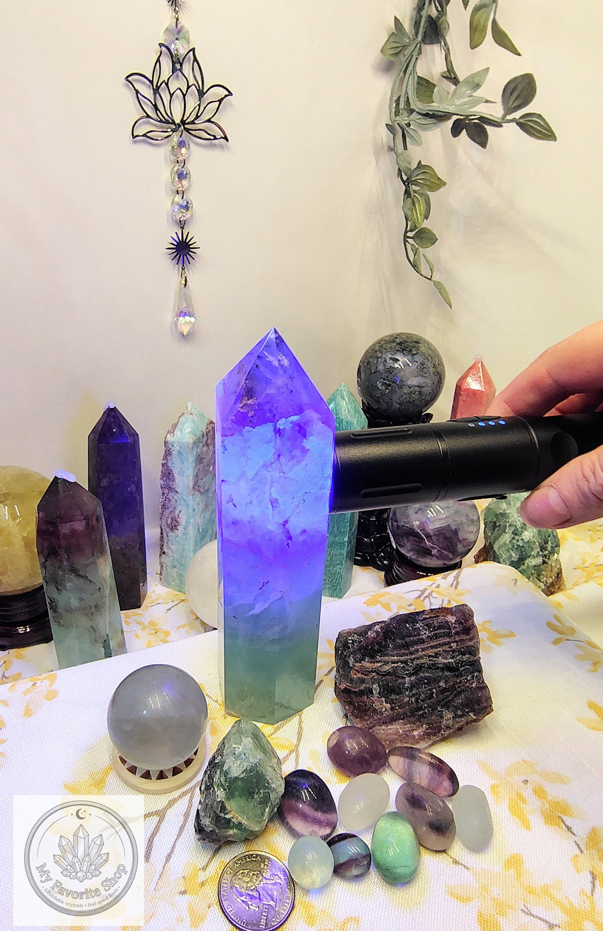 Fluorite Collector’s Set – Towers, Sphere, Raw Stones & Tumbles