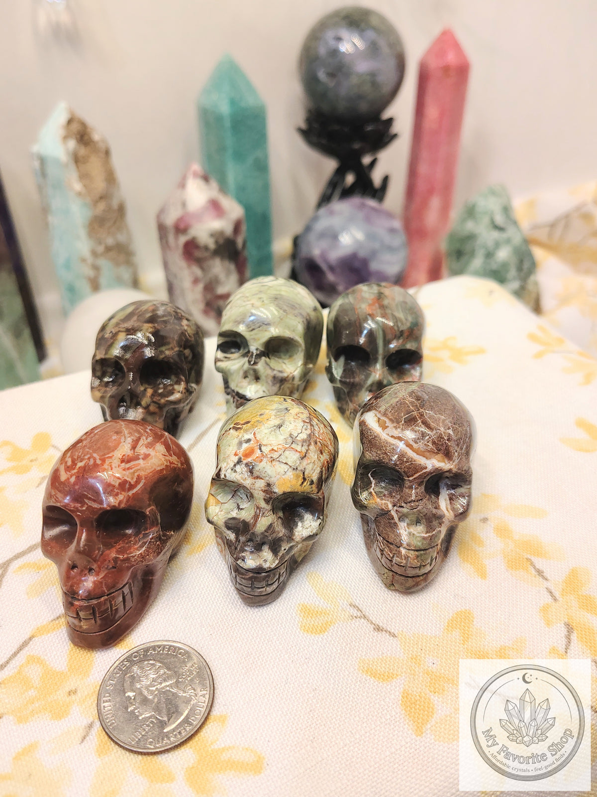 Money Agate Skull Carvings – Earthy Patterns and Individual Character