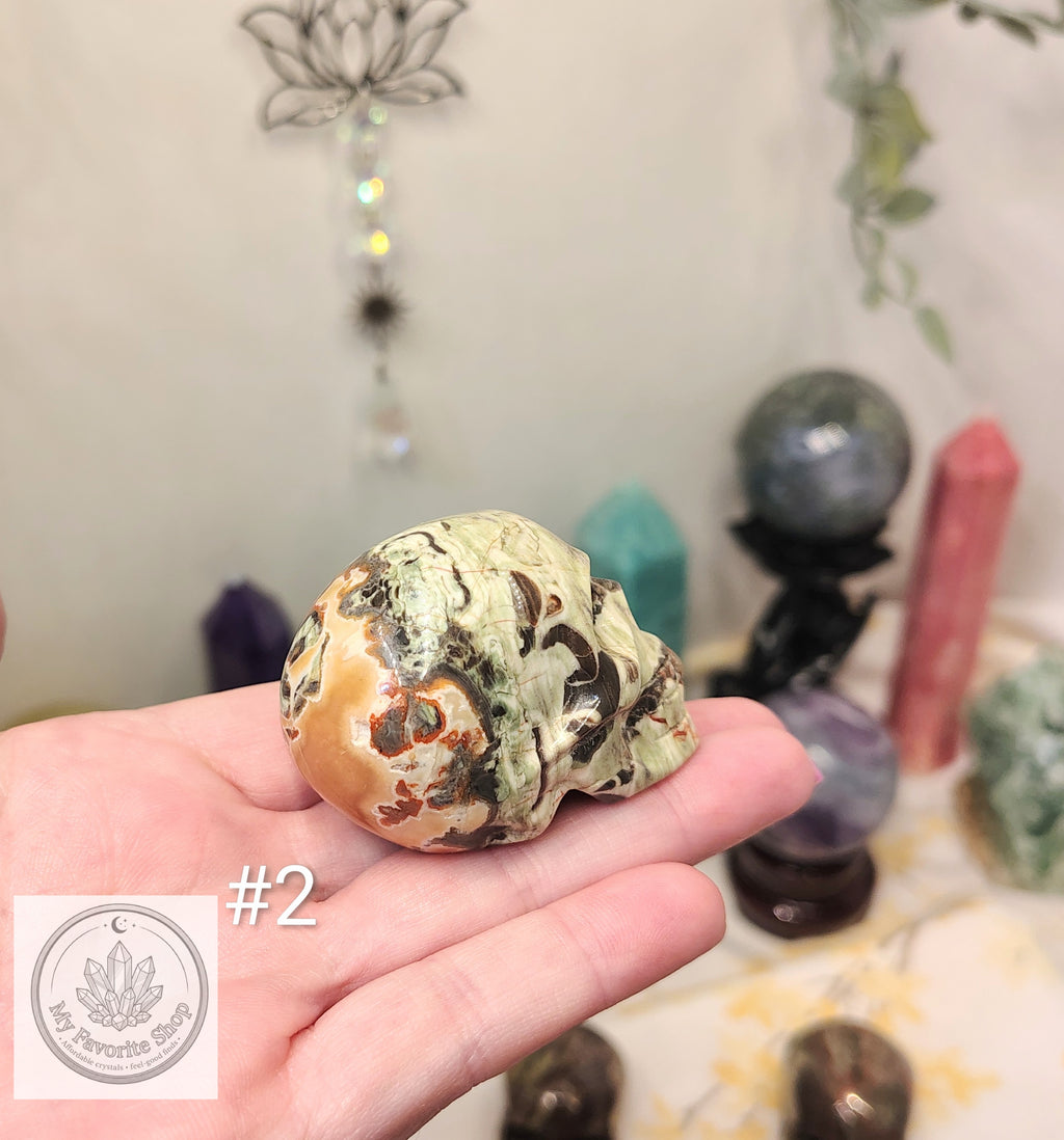 Money Agate Skull Carvings – Earthy Patterns and Individual Character