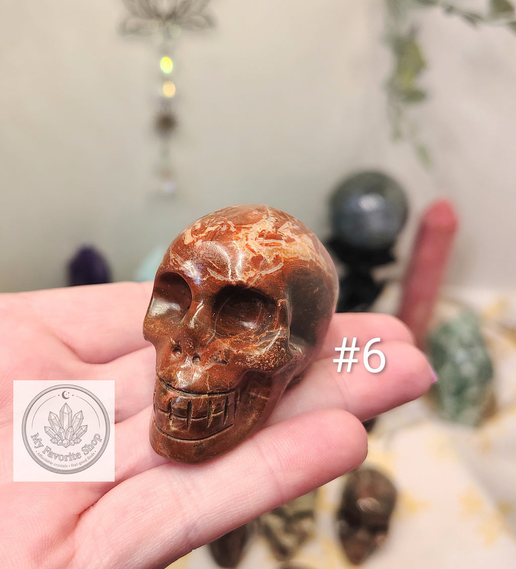 Money Agate Skull Carvings – Earthy Patterns and Individual Character