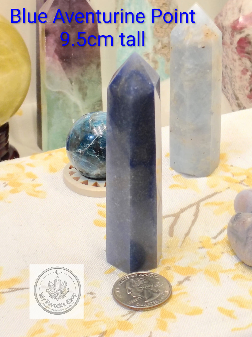 Blue Crystal Bundle – Points, Apatite Sphere & Labradorite Heart