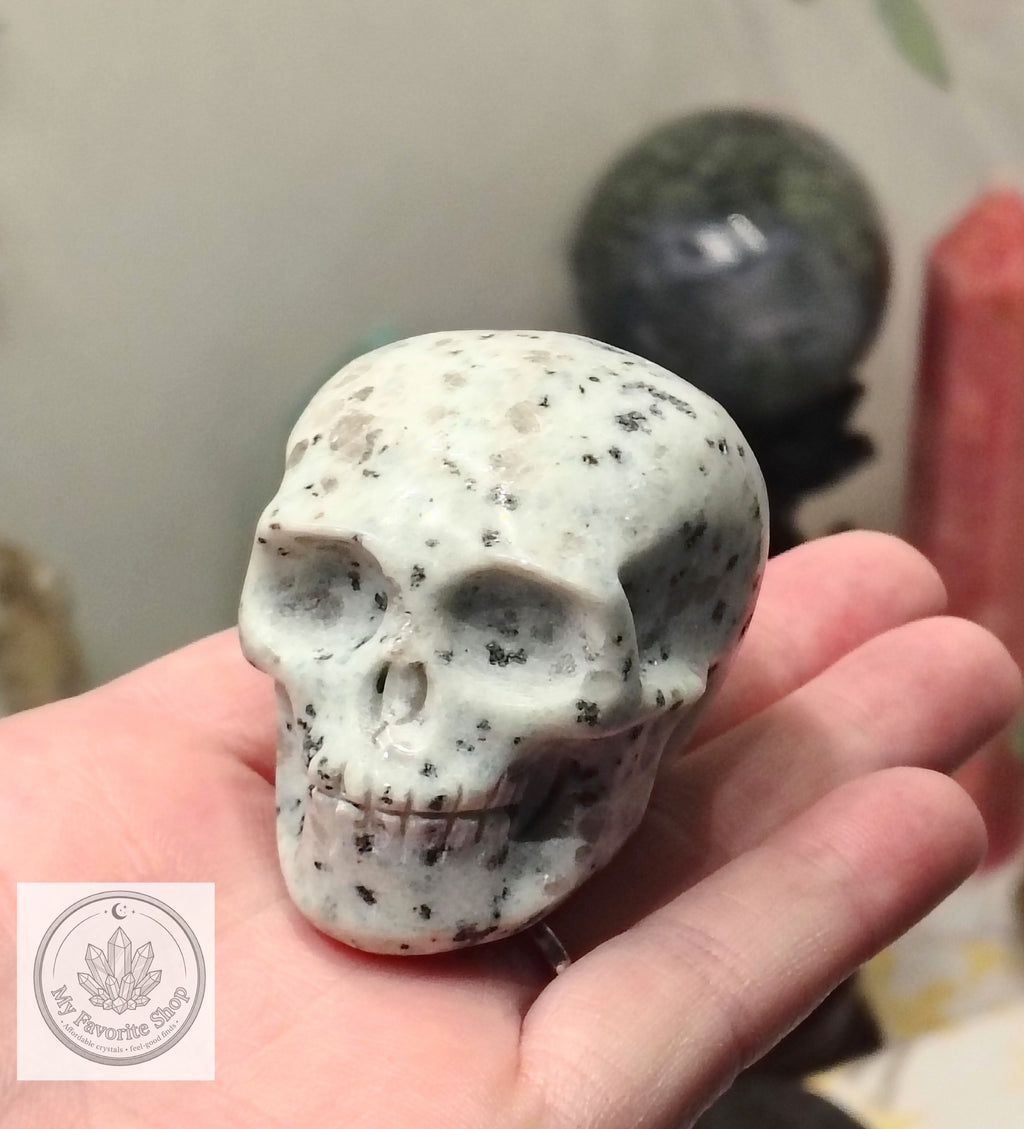 Kiwi Jasper Skull Carving – 2.5"