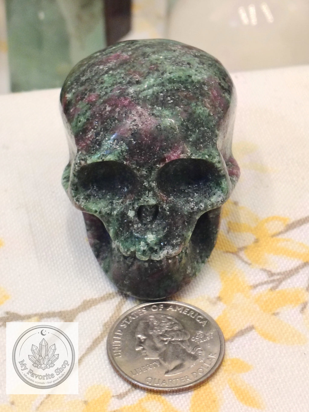 Ruby in Zoisite Skull Carving – 2.5"
