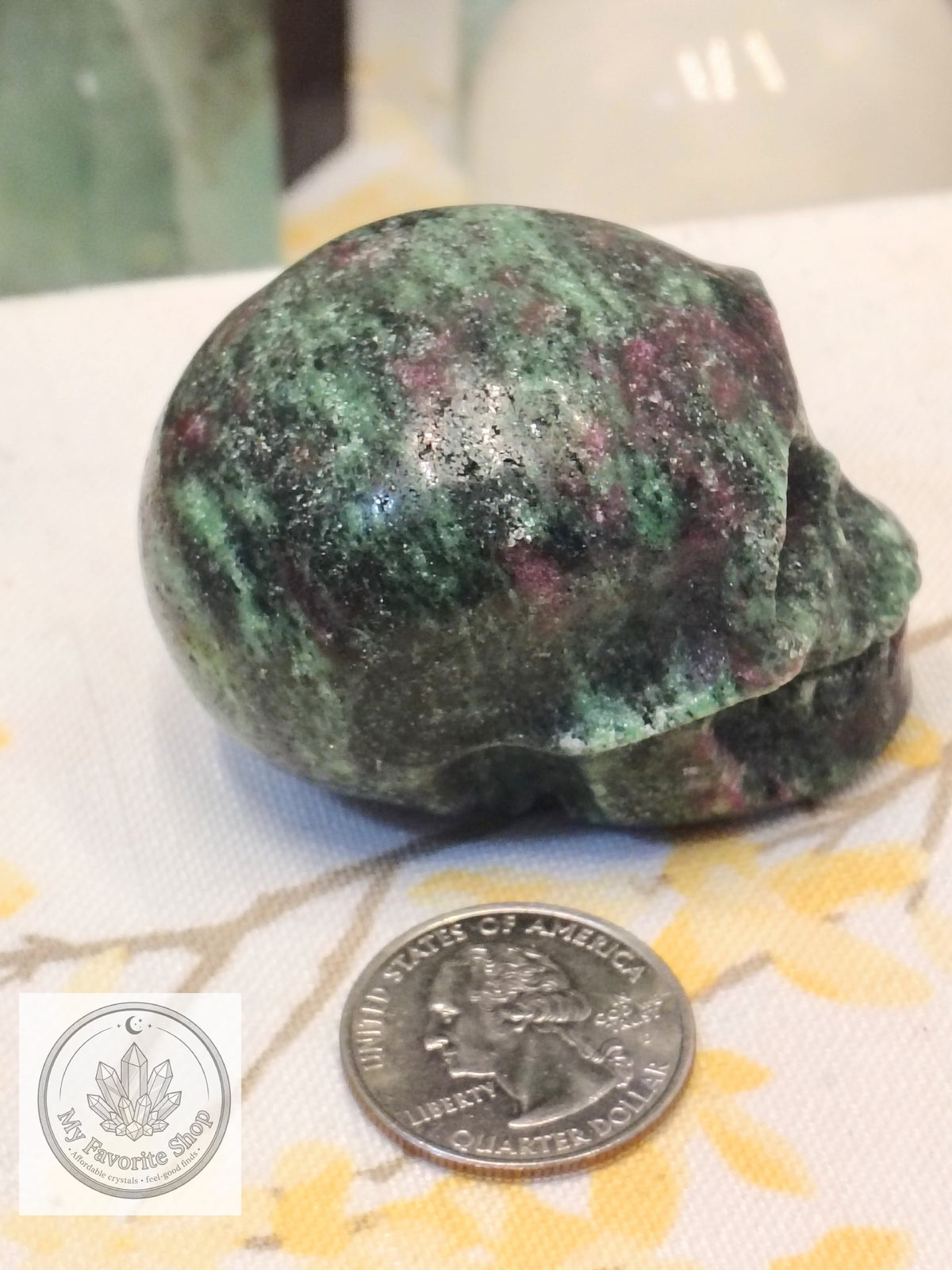 Ruby in Zoisite Skull Carving – 2.5"