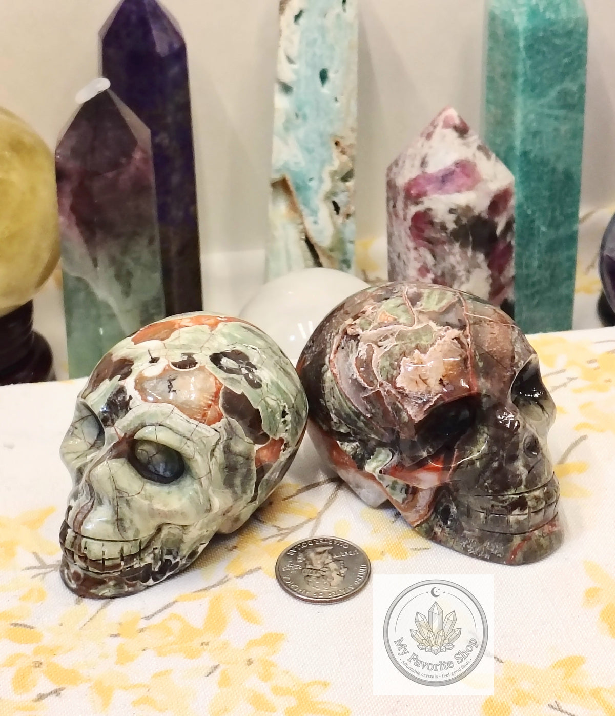 Money Agate Skull Carvings | Approx. 2.5–3 Inches