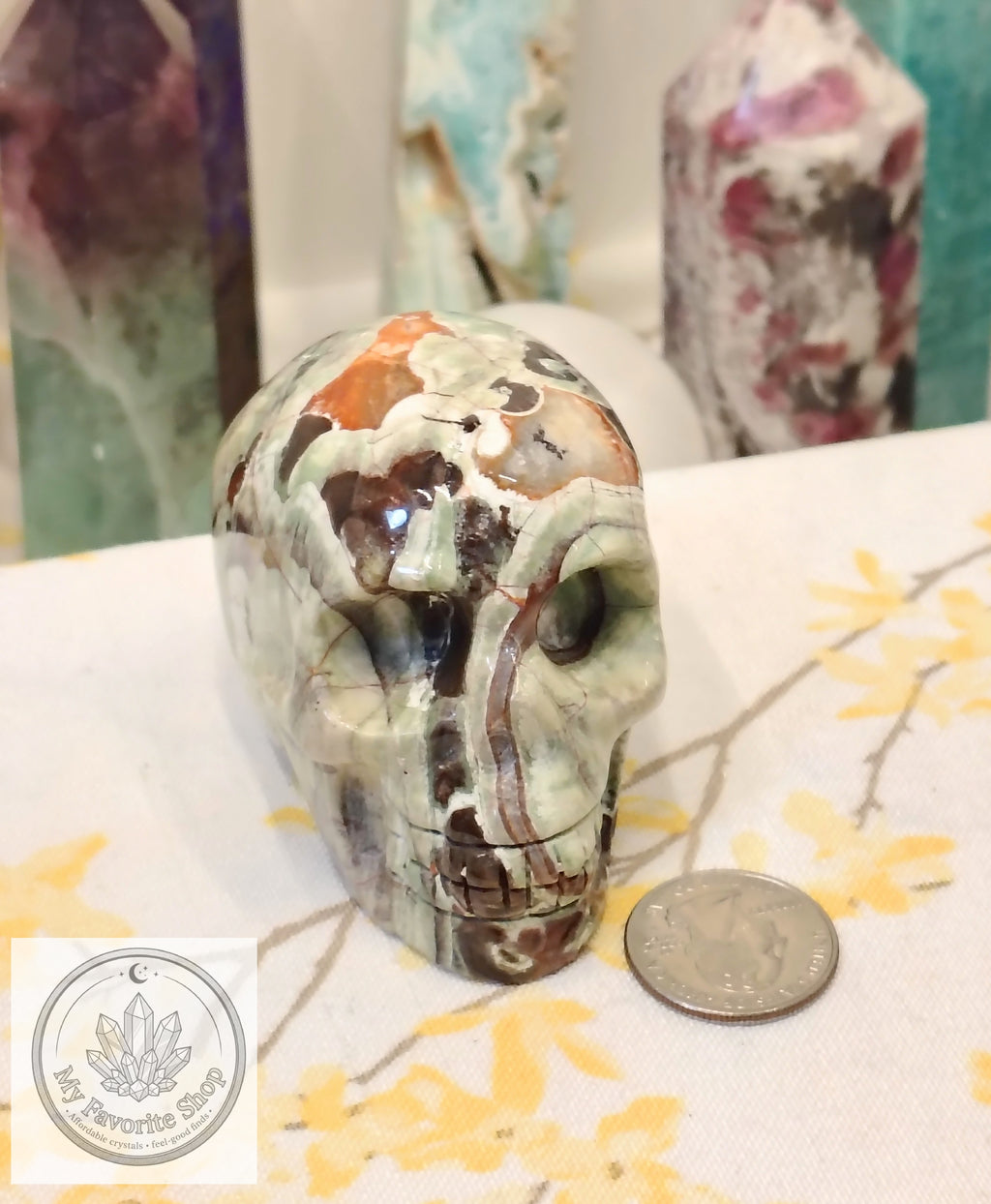 Money Agate Skull Carvings | Approx. 2.5–3 Inches