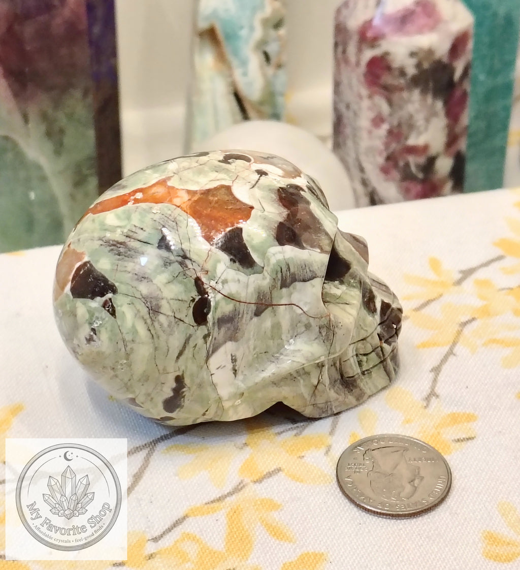 Money Agate Skull Carvings | Approx. 2.5–3 Inches