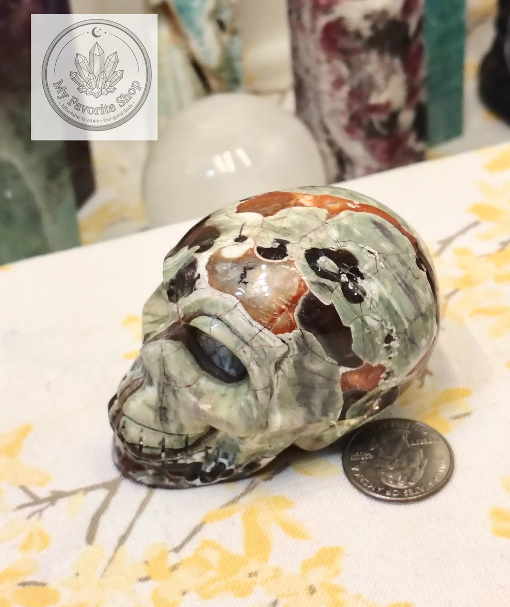 Money Agate Skull Carvings | Approx. 2.5–3 Inches