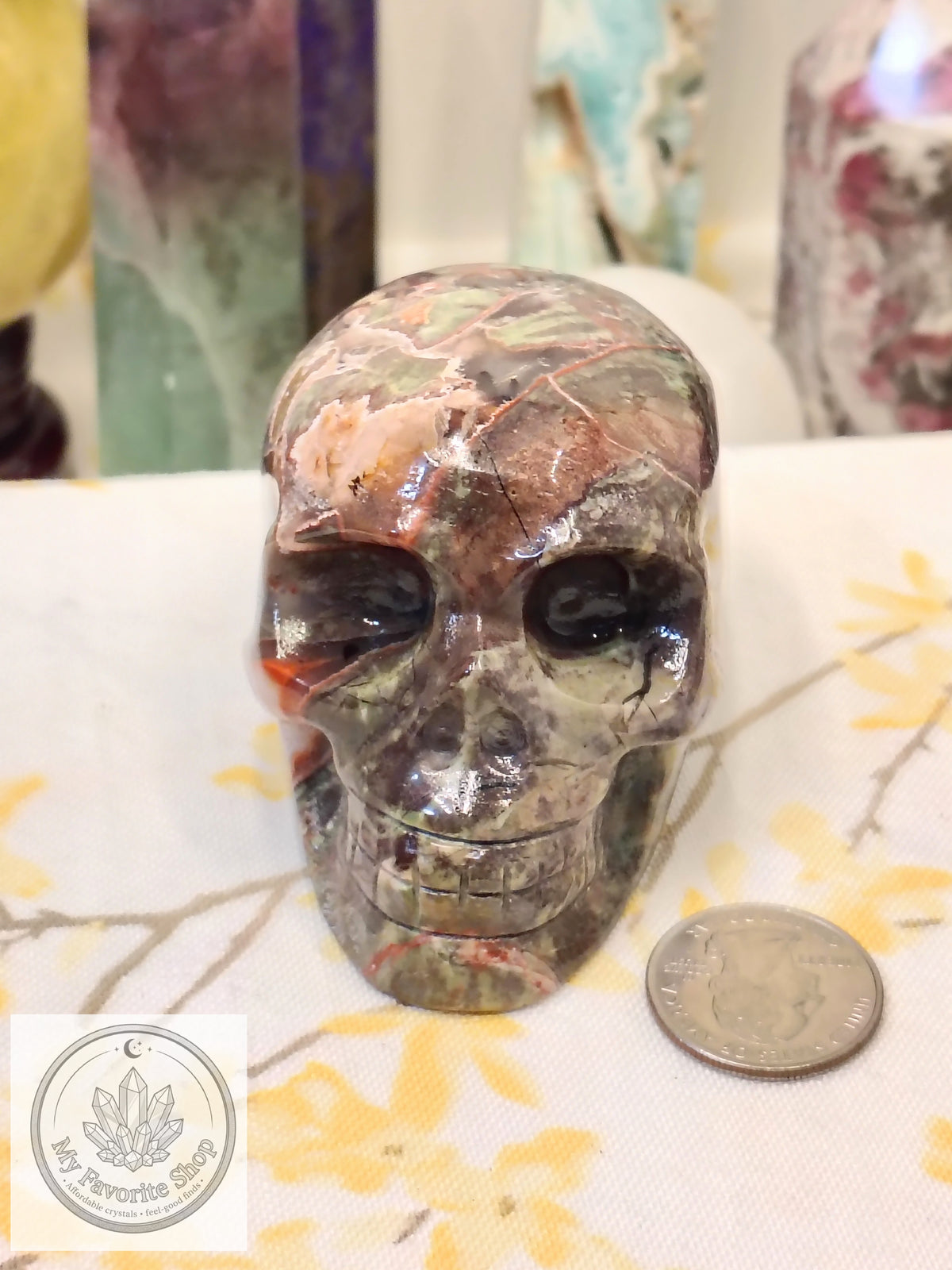 Money Agate Skull Carvings | Approx. 2.5–3 Inches