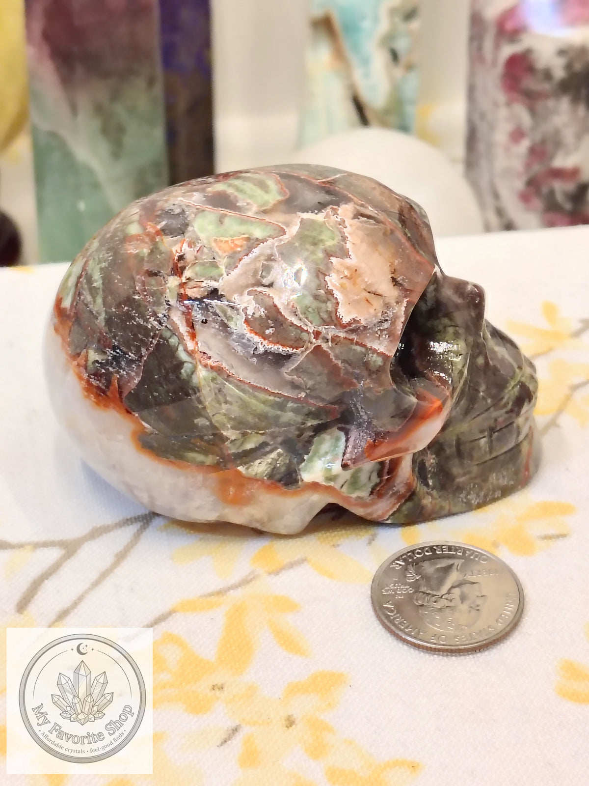 Money Agate Skull Carvings | Approx. 2.5–3 Inches
