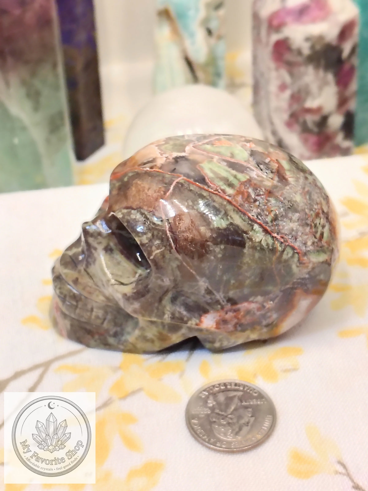 Money Agate Skull Carvings | Approx. 2.5–3 Inches